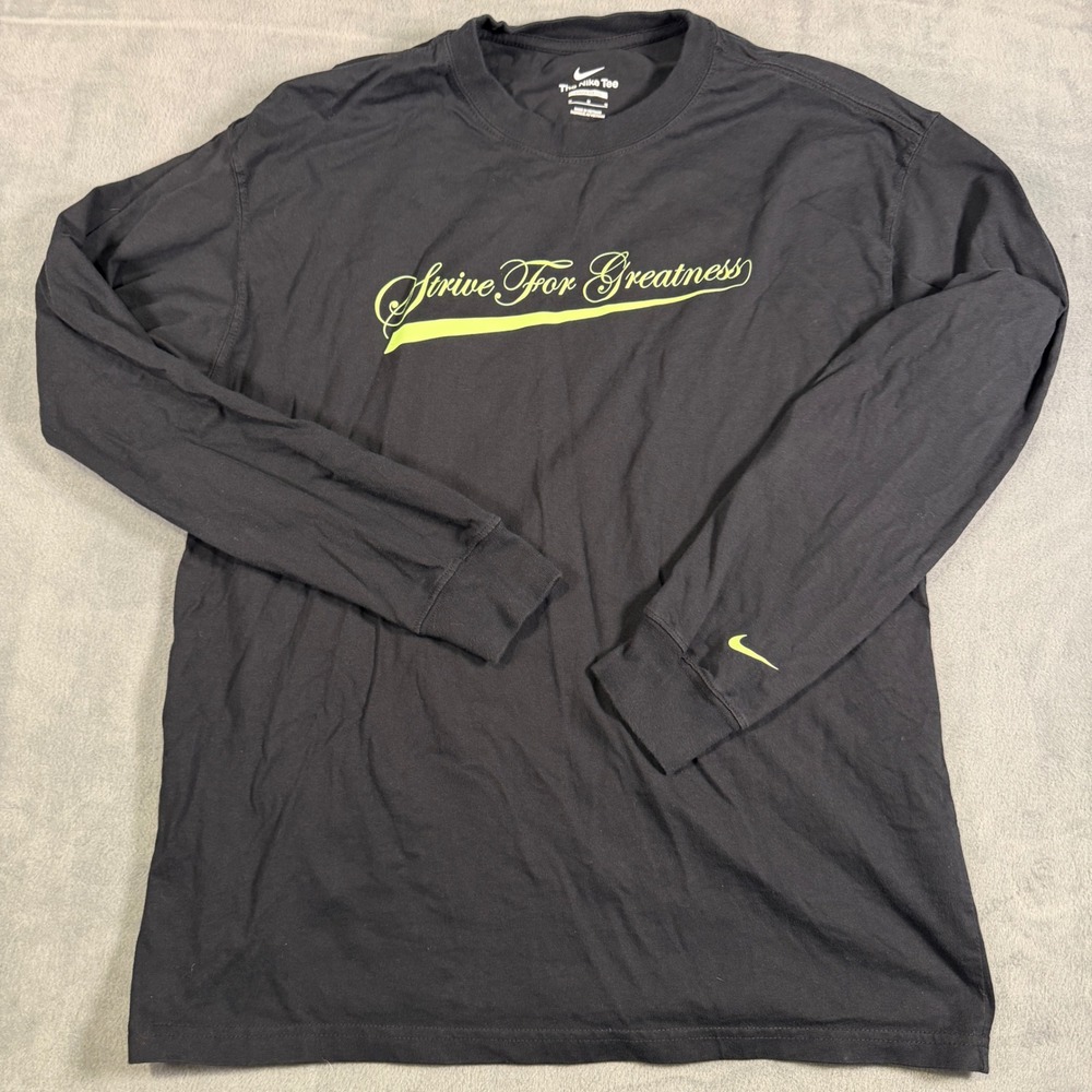 Nike LeBron James Strive For Greatness Long Sleeve Shirt Black Mens Medium Lion